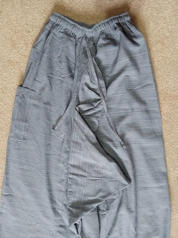 Grey Harem Pants Baggy Aladdin Genie Thai Fisherman Mens Womens Summer Trousers