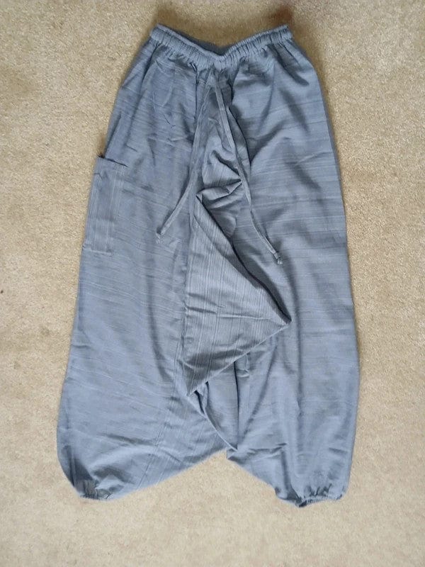 Grey Harem Pants Baggy Aladdin Genie Thai Fisherman Mens Womens Summer Trousers