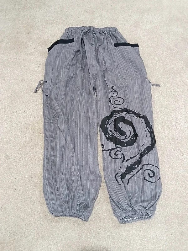 Grey Harem Pants Wide Leg Baggy Trousers Holiday Sun Travel Mens Womens One Size