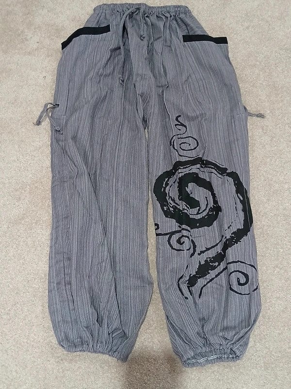 Grey Harem Pants Wide Leg Baggy Trousers Holiday Sun Travel Mens Womens One Size