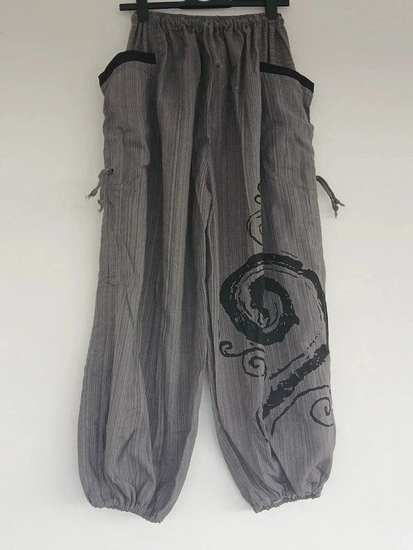 Grey Harem Pants Wide Leg Baggy Trousers Holiday Sun Travel Mens Womens One Size