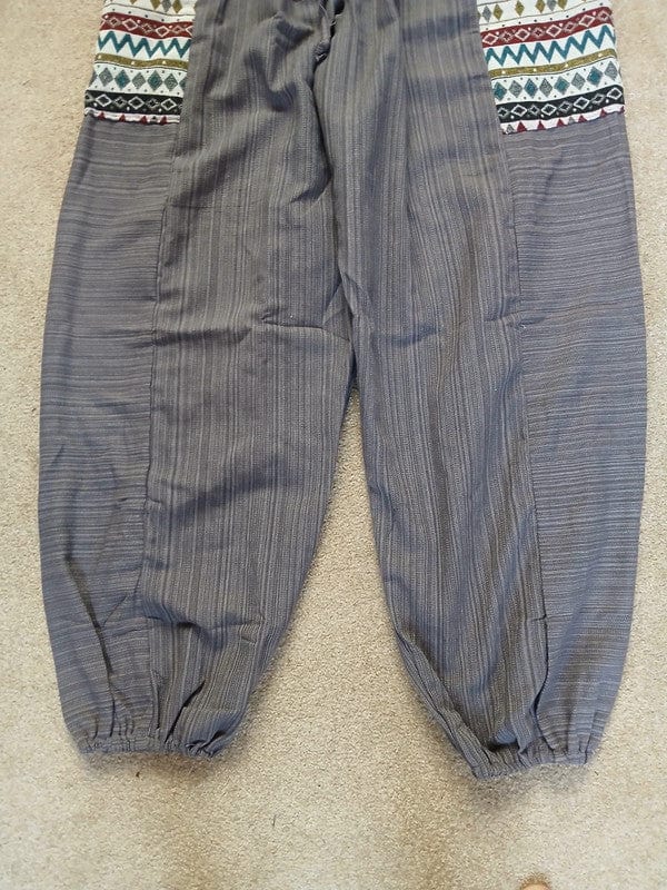 Grey Summer Trousers Cotton Wide Leg Thai Harem Pants Yoga Joggers Mens Ladies