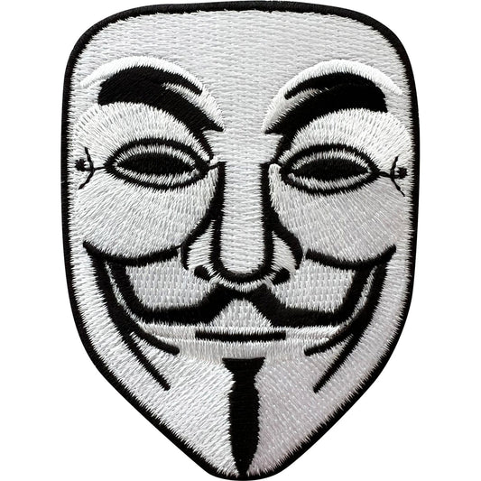 Guy Fawkes Mask Iron On Patch Anonymous Hacker V For Vendetta Embroidered Badge