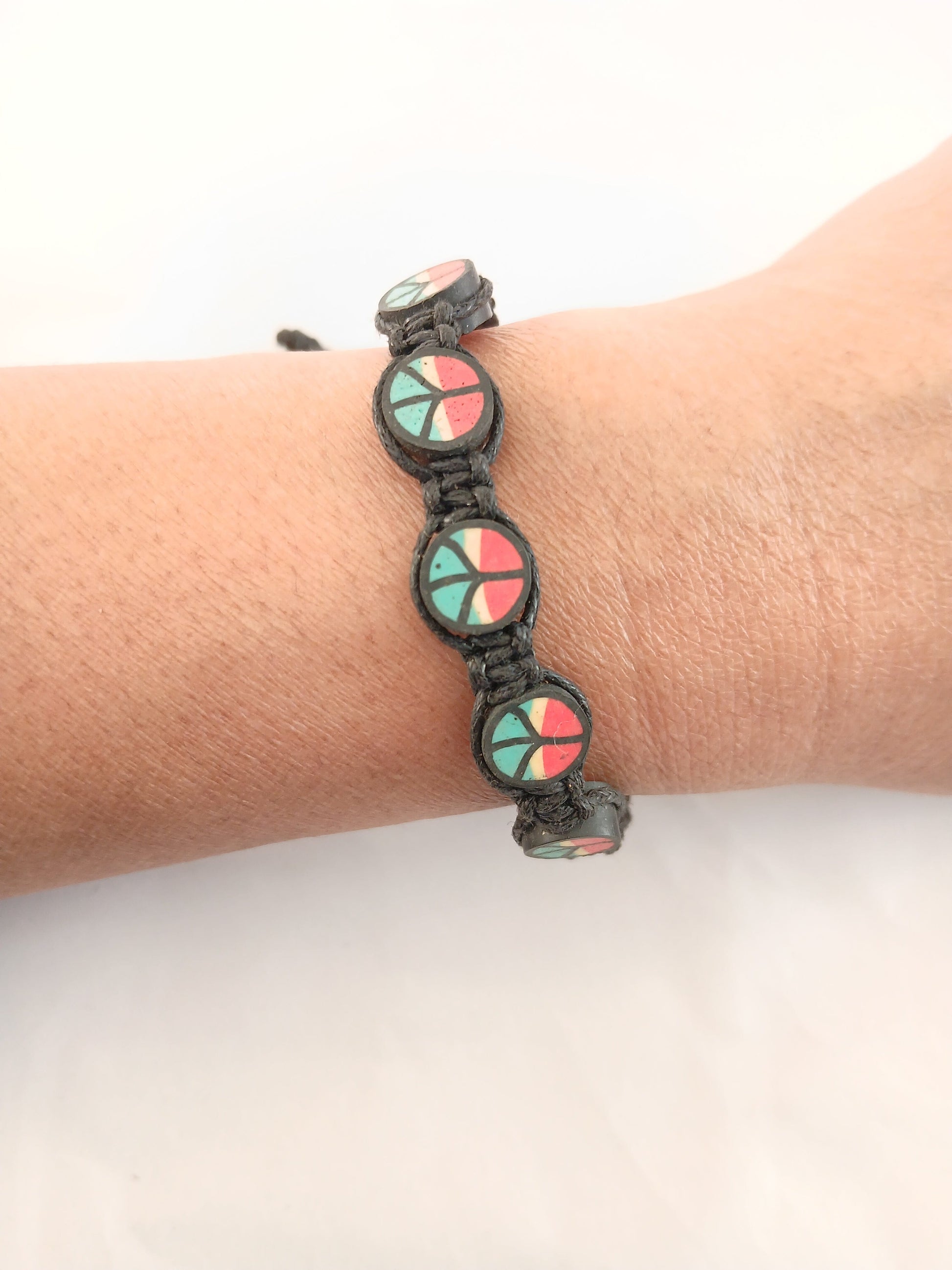 Handmade black Rasta peace bracelet man and women wristband jewellery for unisex