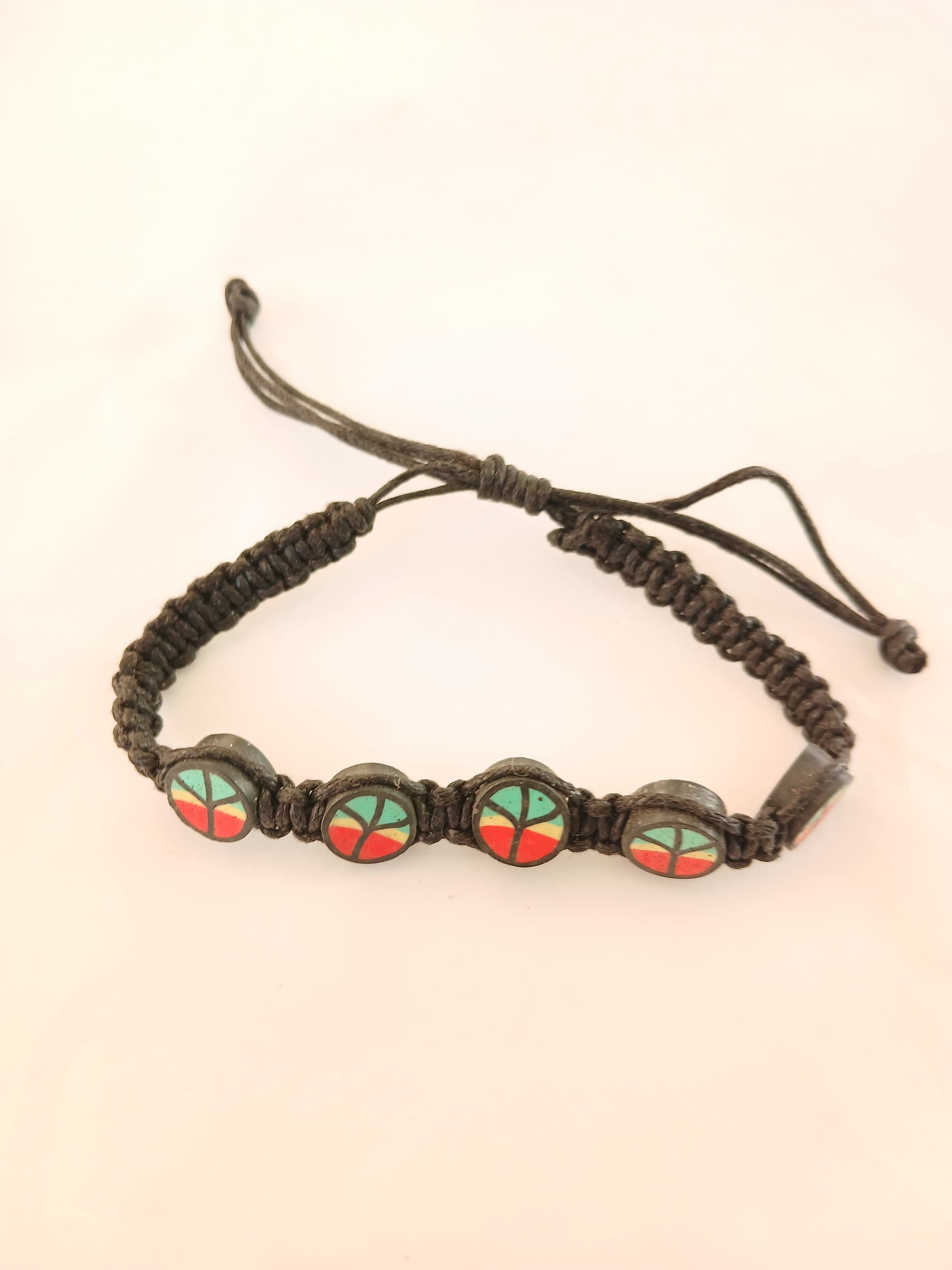 Handmade black Rasta peace bracelet man and women wristband jewellery for unisex