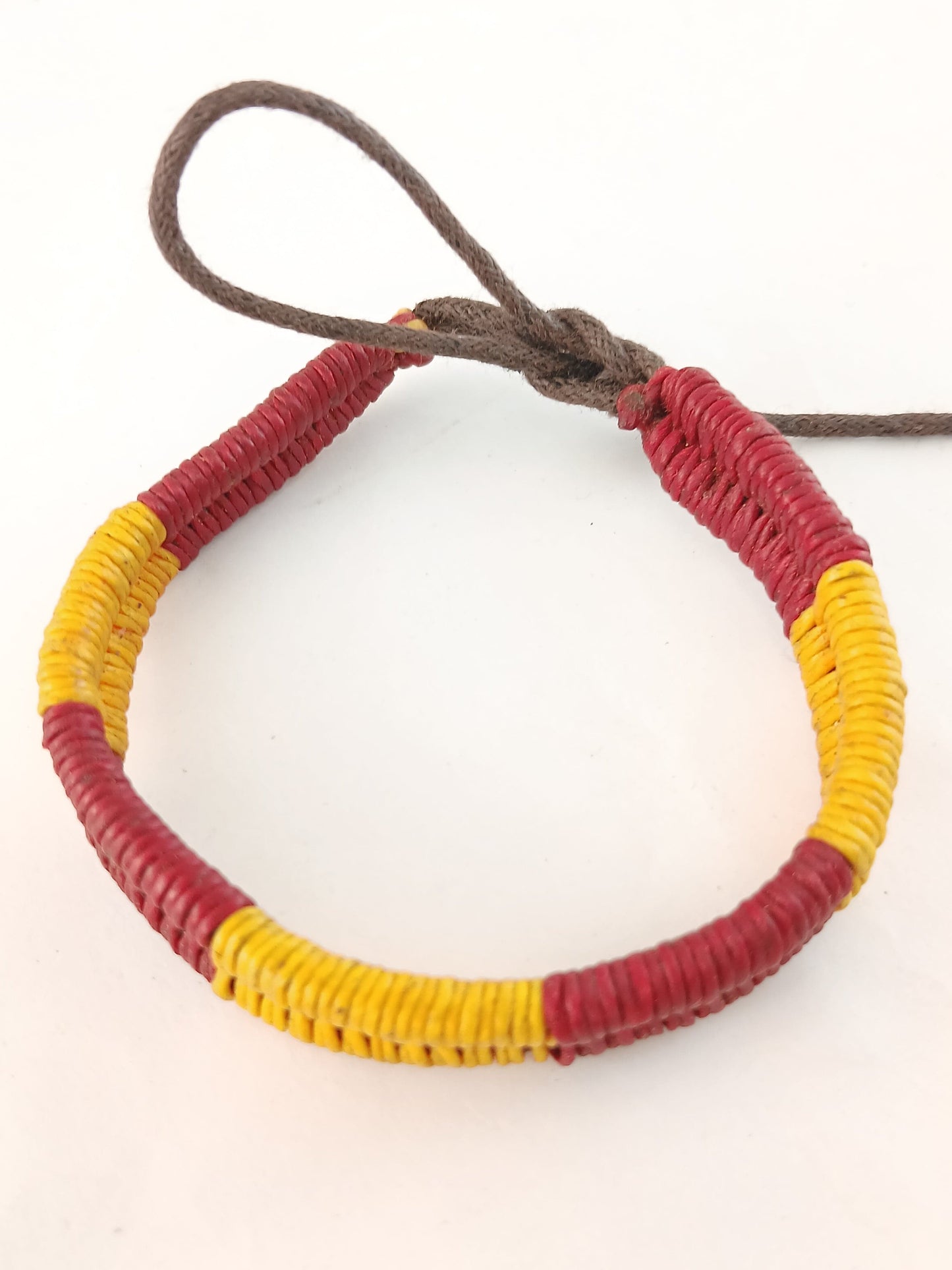 Handmade cotton waxed bracelet  red and orange friendship wristband for unisex