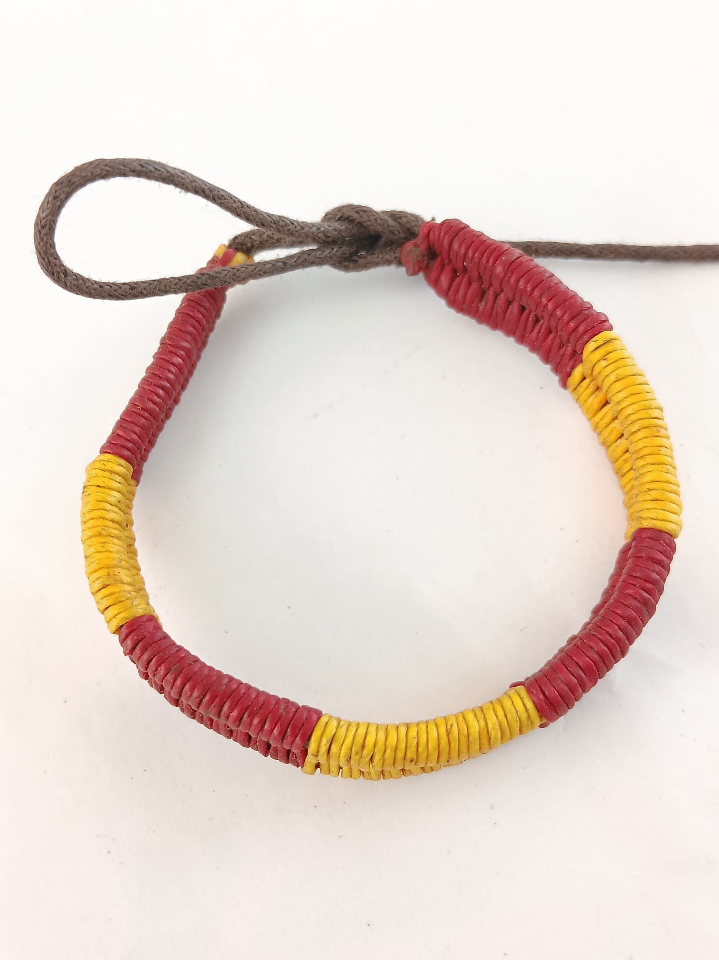 Handmade cotton waxed bracelet  red and orange friendship wristband for unisex