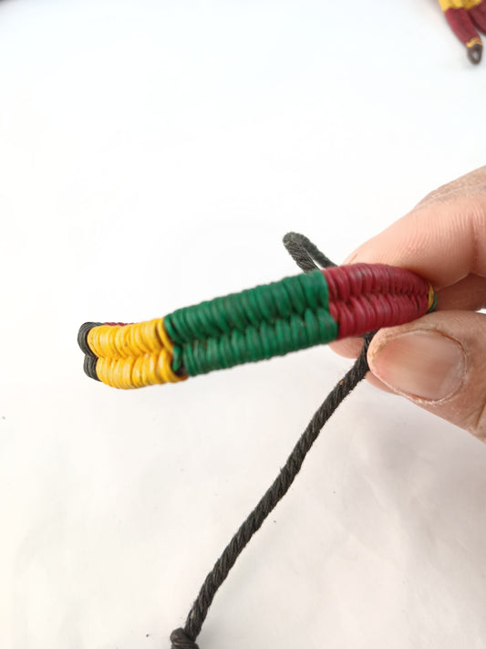 Handmade cotton waxed Jamaican bracelet black Rasta hippie wristband for unisex