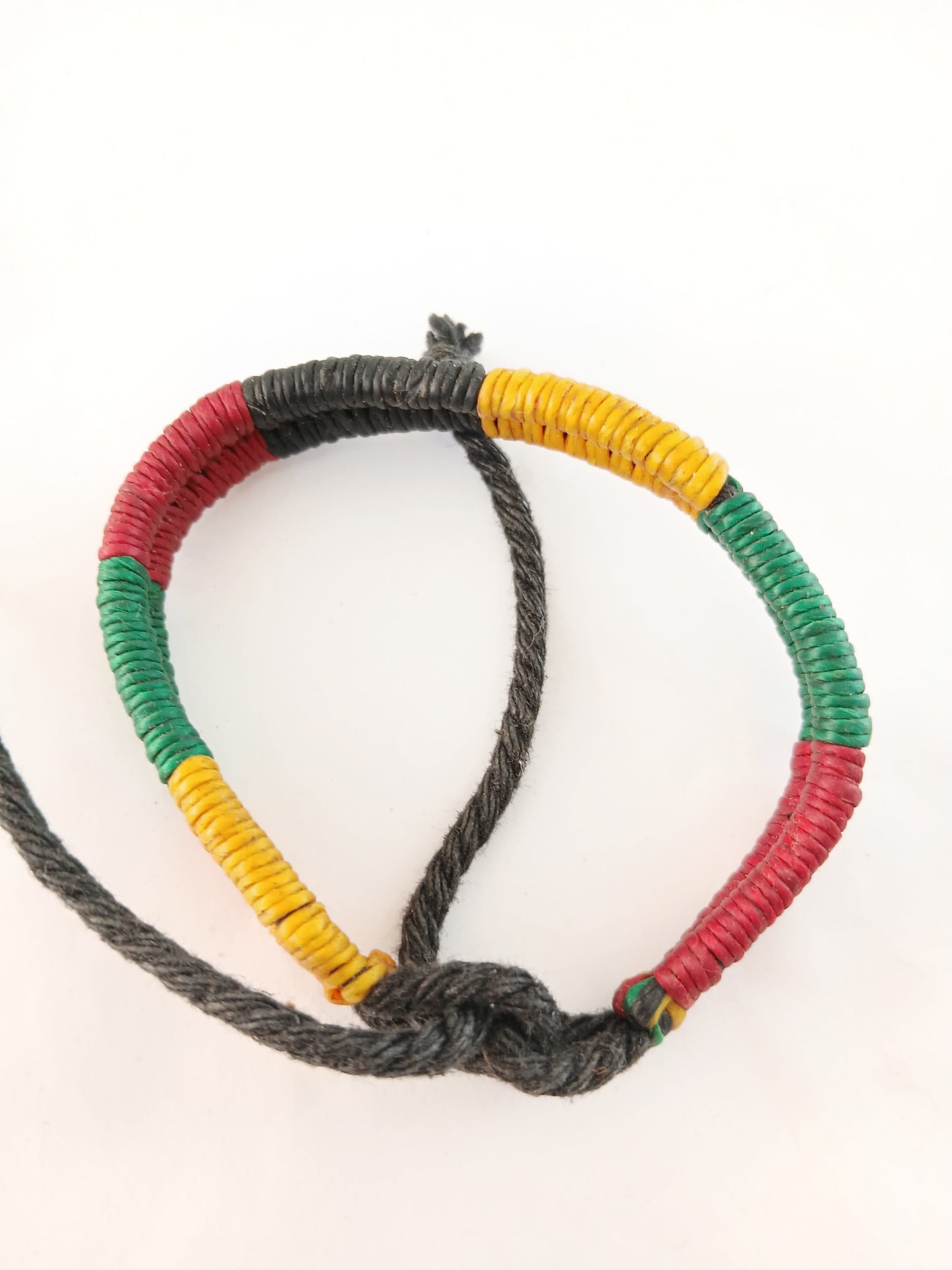 Handmade cotton waxed Jamaican bracelet black Rasta hippie wristband for unisex