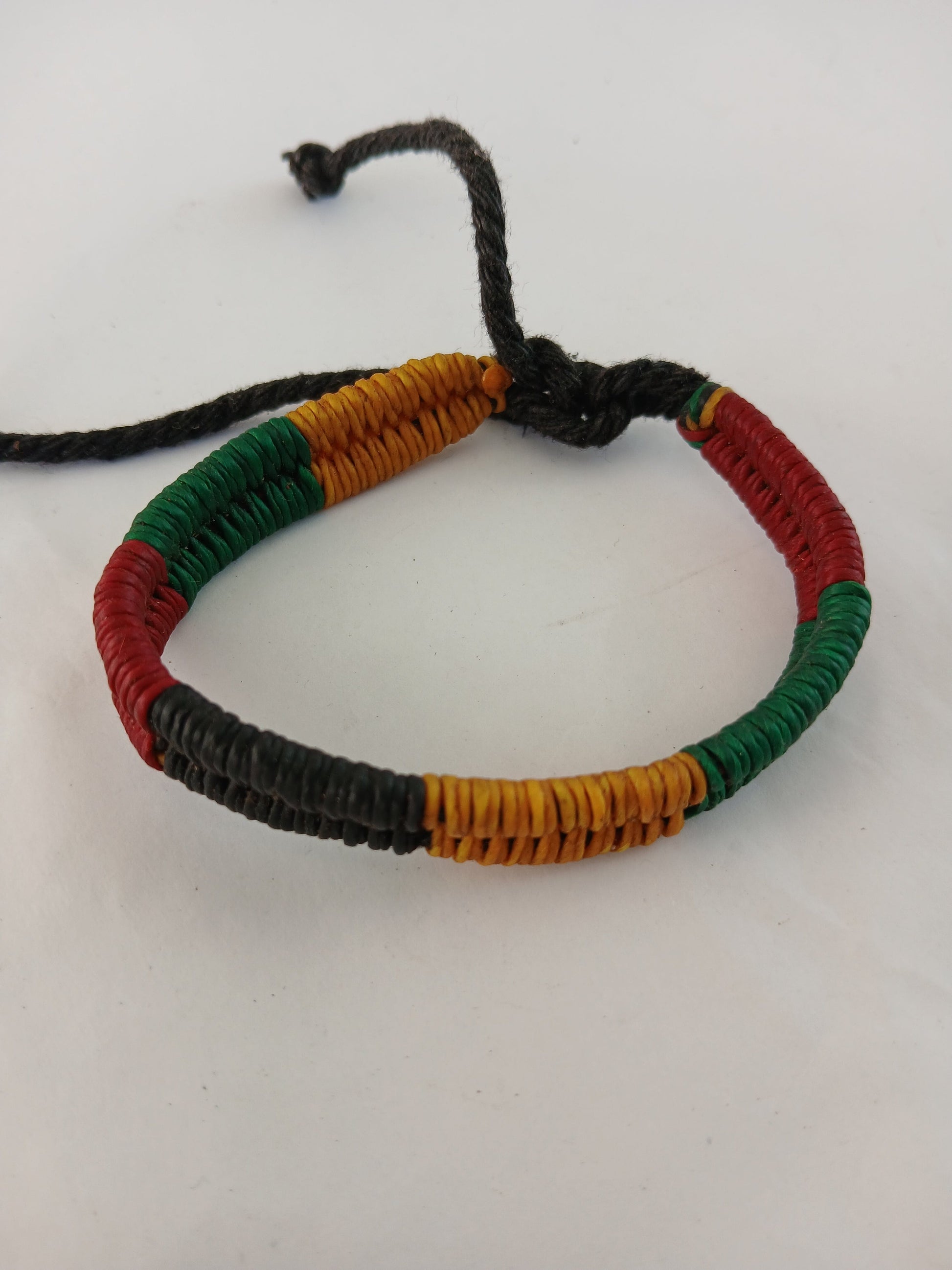 Handmade cotton waxed Jamaican bracelet black Rasta hippie wristband for unisex