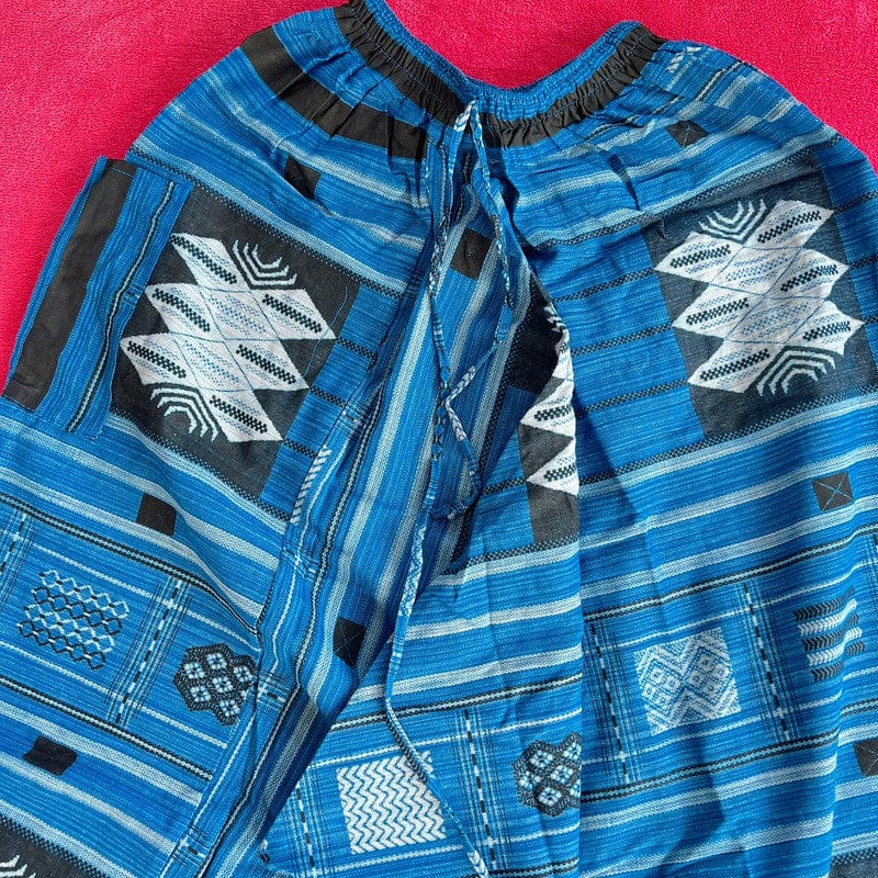 Handmade Mens Ladies Blue Cotton Harem Pants Summer Holiday Beach Yoga Trousers