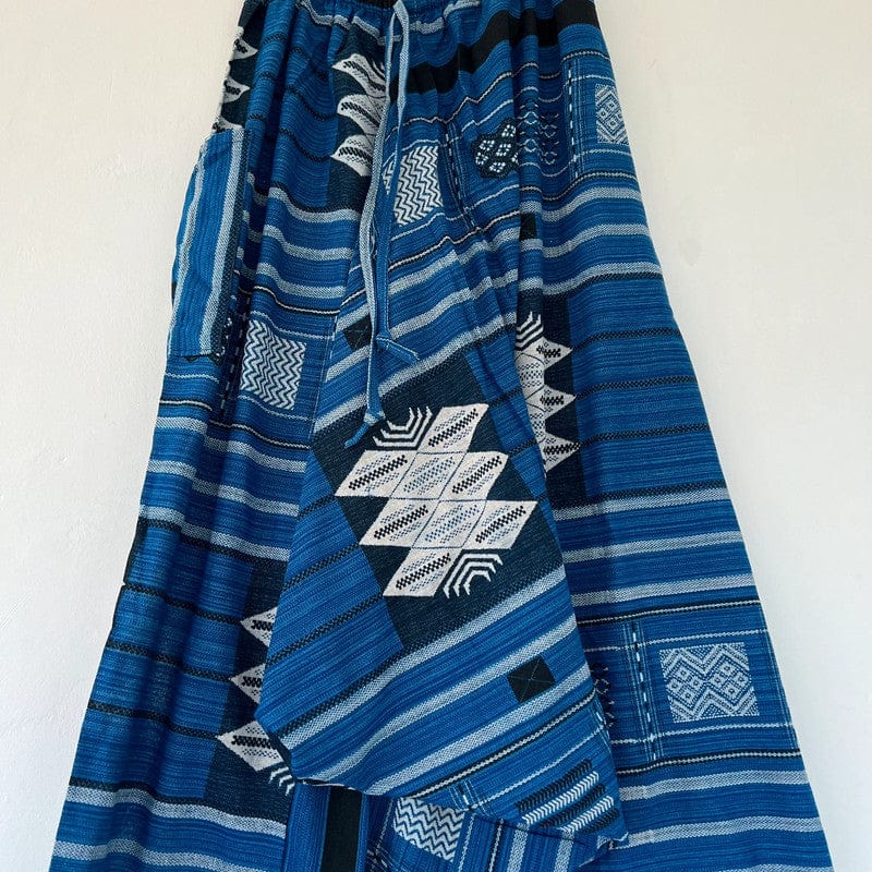 Handmade Mens Ladies Blue Cotton Harem Pants Summer Holiday Beach Yoga Trousers