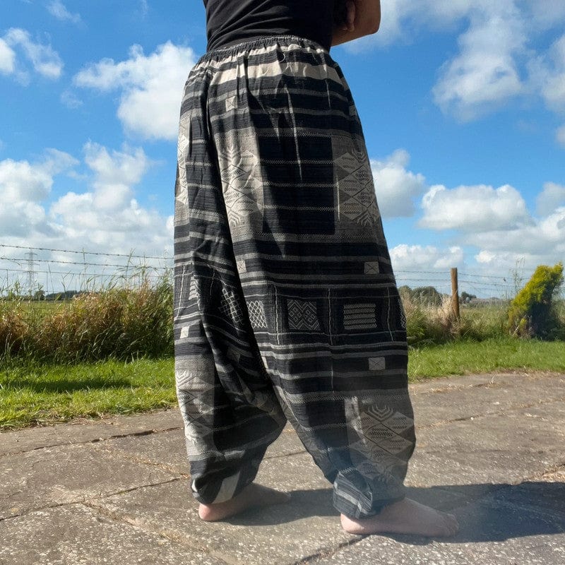 Handmade Mens Womens Black Grey Harem Pants Cotton Canvas Hippie Yoga Trousers