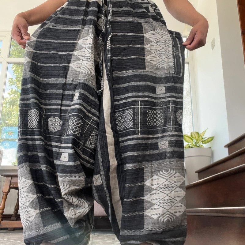 Handmade Mens Womens Black Grey Harem Pants Cotton Canvas Hippie Yoga Trousers