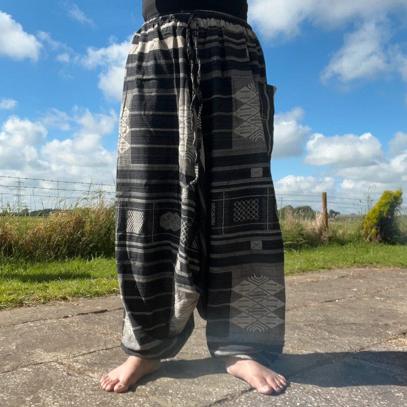 Handmade Mens Womens Black Grey Harem Pants Cotton Canvas Hippie Yoga Trousers