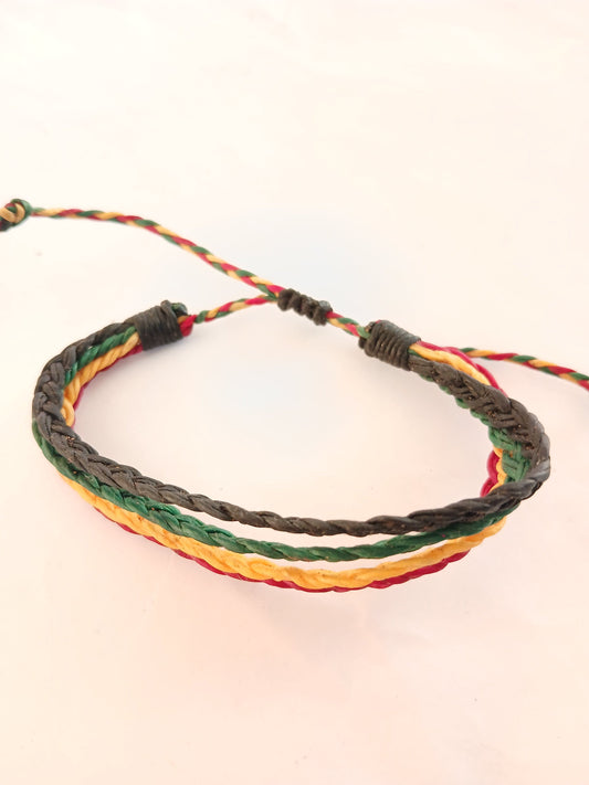 Handmade waxed cotton braided bracelet reggae Rasta hippie wristband for unisex