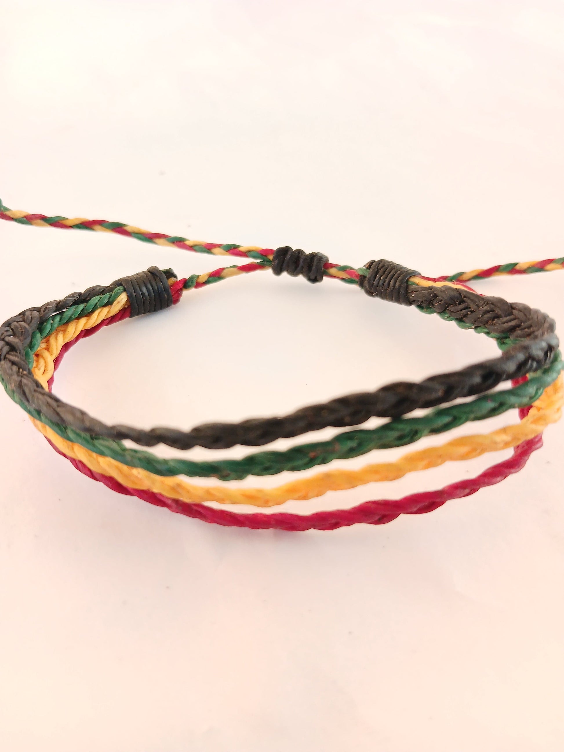 Handmade waxed cotton braided bracelet reggae Rasta hippie wristband for unisex