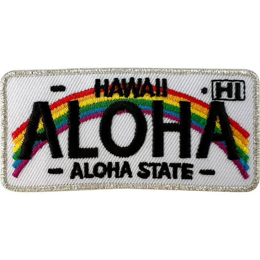 Hawaii Number Plate Patch Iron Sew On Hawaiian Clothes Rainbow Embroidered Badge