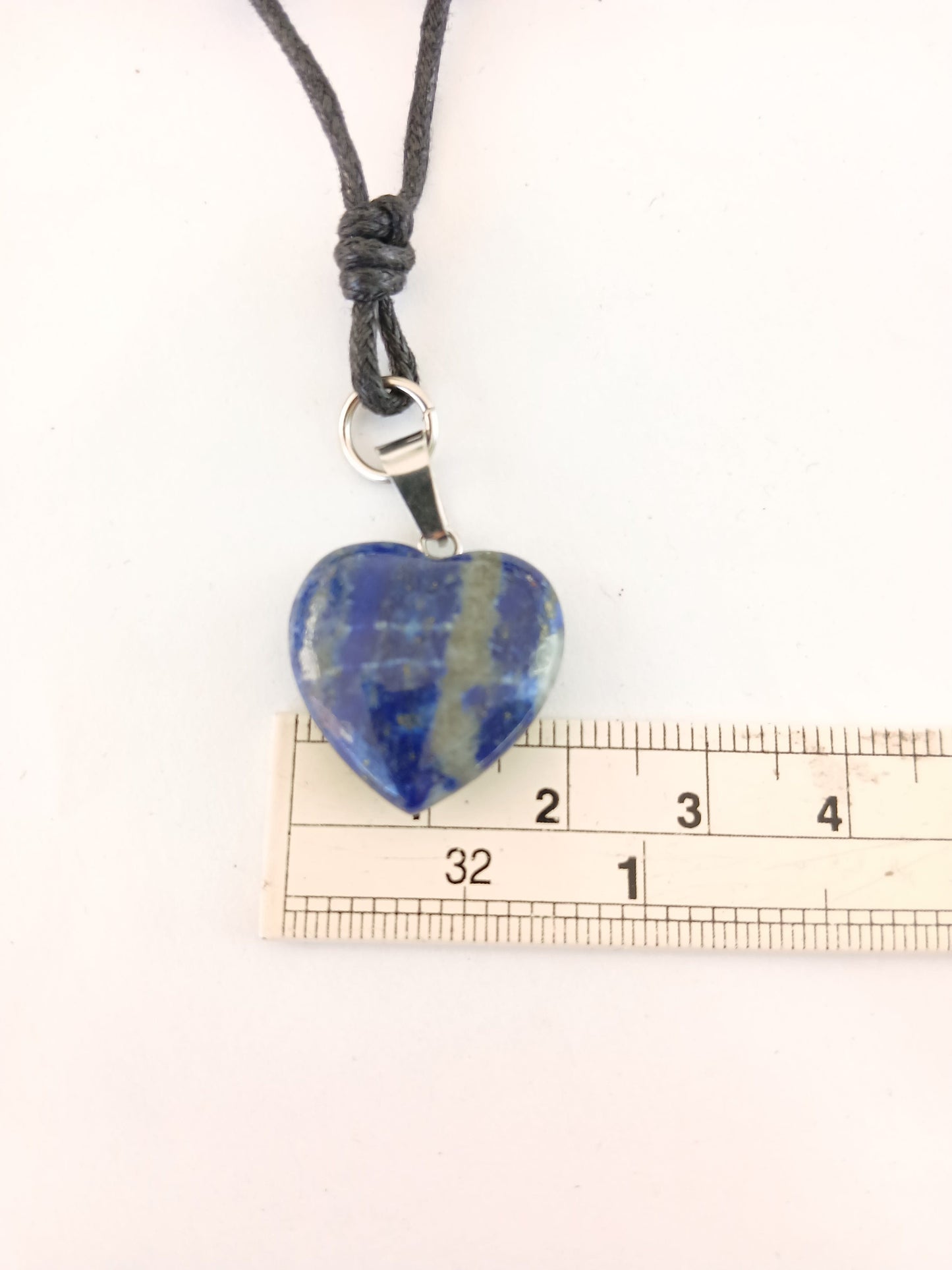 Heart charm Lapis lazuli crystal stone healing pendant necklace black choker neck cord
