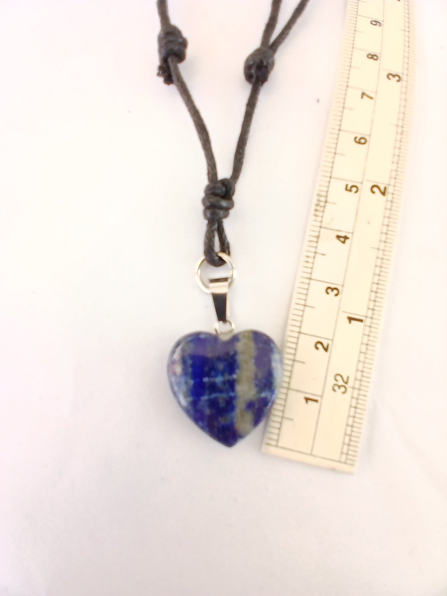 Heart charm Lapis lazuli crystal stone healing pendant necklace black choker neck cord