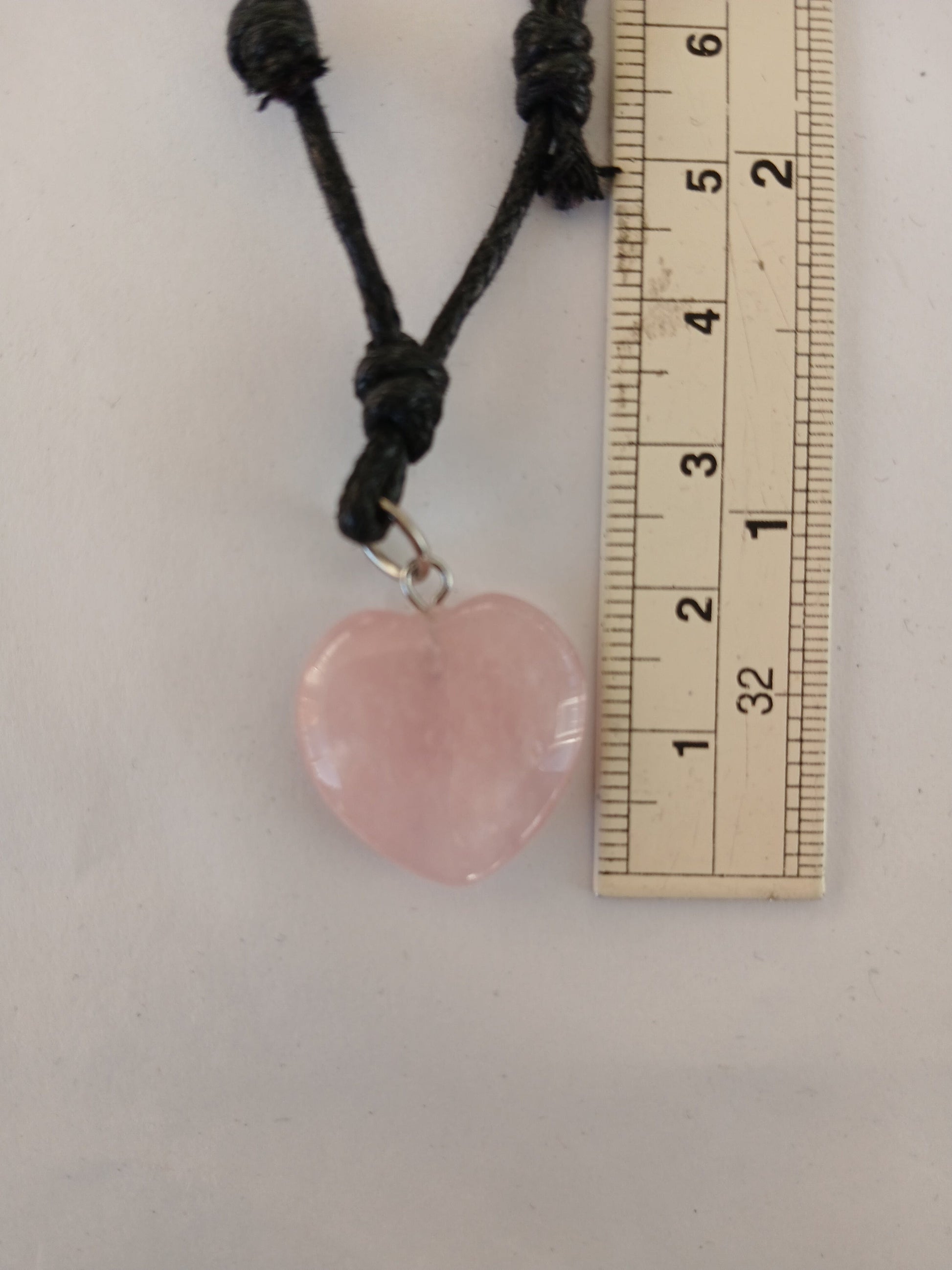 Heart Rose Quartz crystal gemstone pendant necklace pink rose charm with black choker