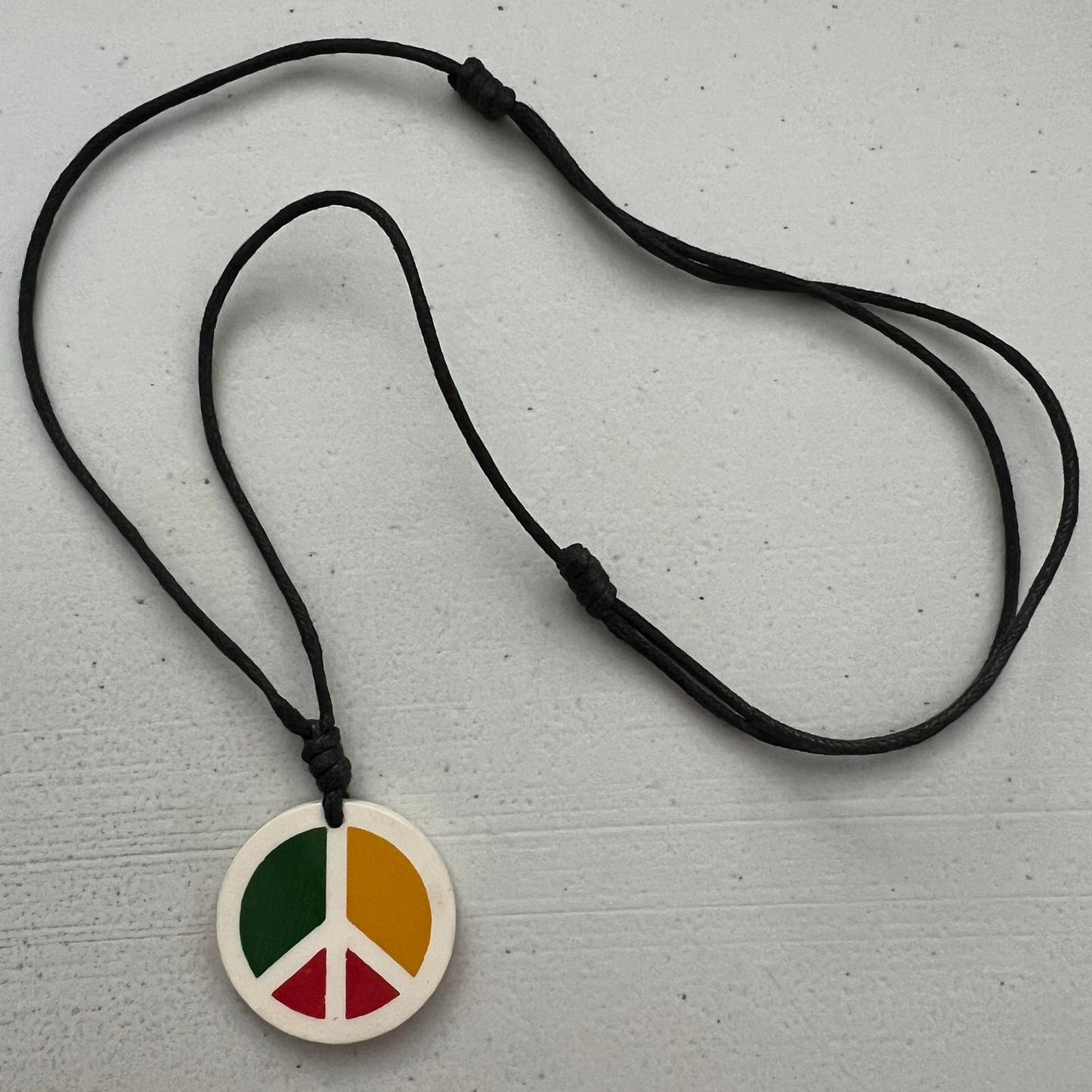 Hippie Peace Sign Symbol Pendant Black Cord Chain Necklace 60s Flower Power Love