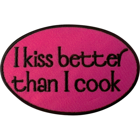 I Kiss Better Than I Cook Iron Sew On Patch Clothing Apron Chef Embroidery Badge