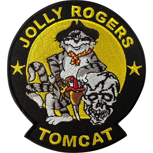 Jolly Rogers Tomcat Patch Iron Sew On Cloth United States Navy Embroidered Badge