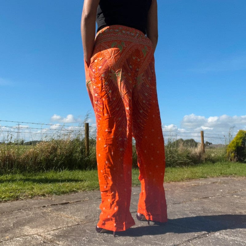Ladies Mens Womens Orange Harem Pants Holiday Sun Travel Beach Light Trousers