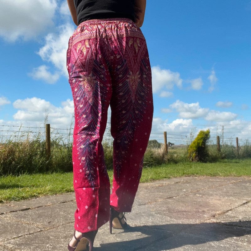 Ladies Pink Harem Pants Gypsy Hippy Aladdin Genie Female Womens Yoga Trousers