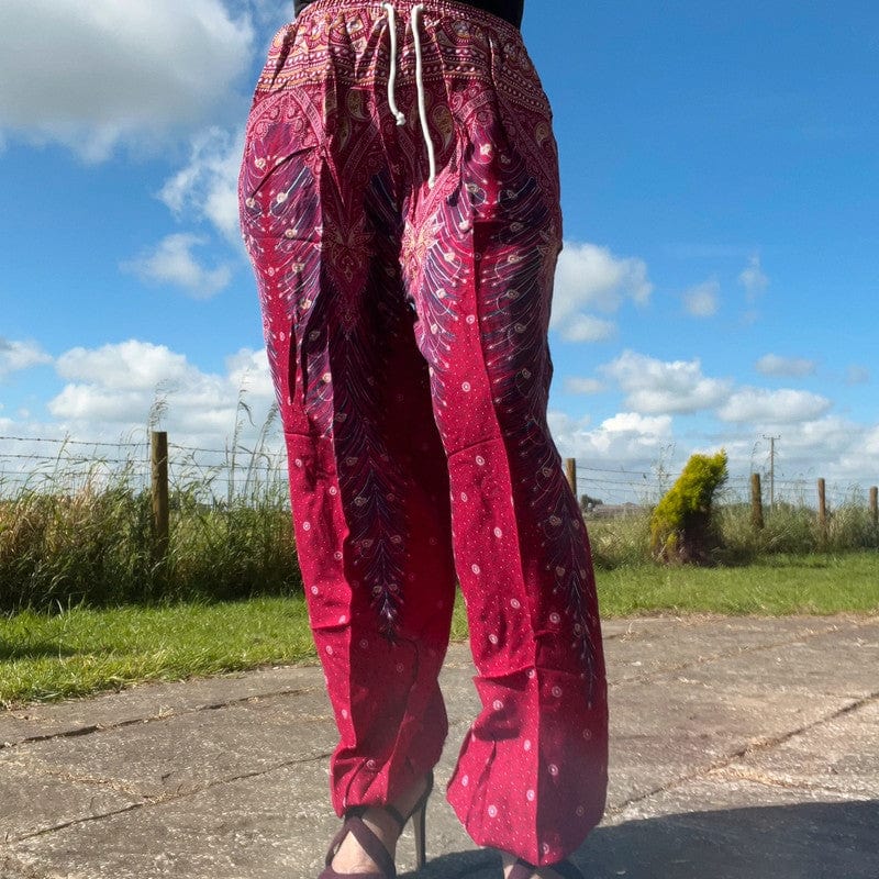 Ladies Pink Harem Pants Gypsy Hippy Aladdin Genie Female Womens Yoga Trousers