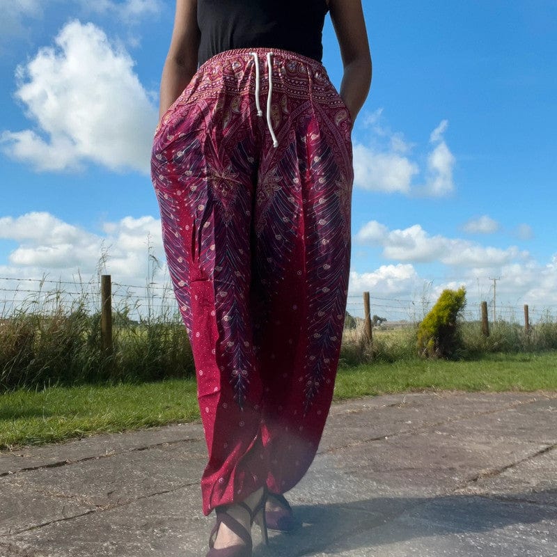 Ladies Pink Harem Pants Gypsy Hippy Aladdin Genie Female Womens Yoga Trousers