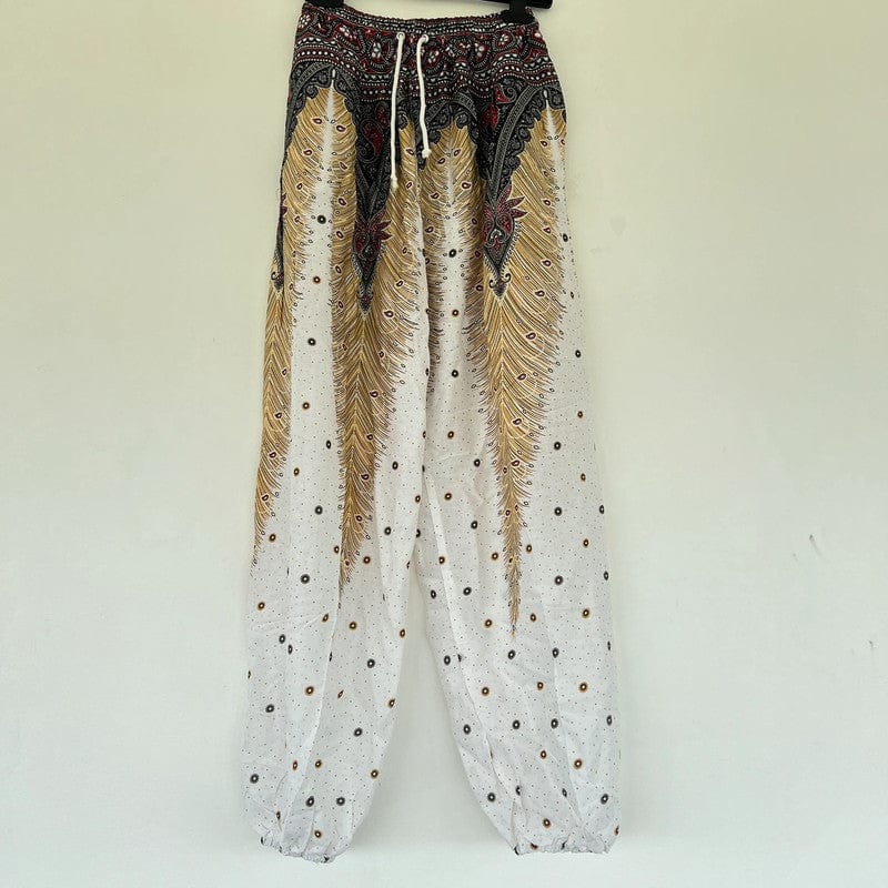 Ladies White Harem Pants Gypsy Hippie Aladdin Genie Female Womens Baggy Trousers