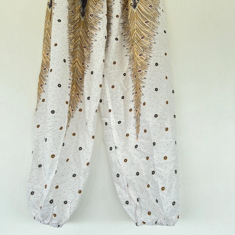 Ladies White Harem Pants Gypsy Hippie Aladdin Genie Female Womens Baggy Trousers