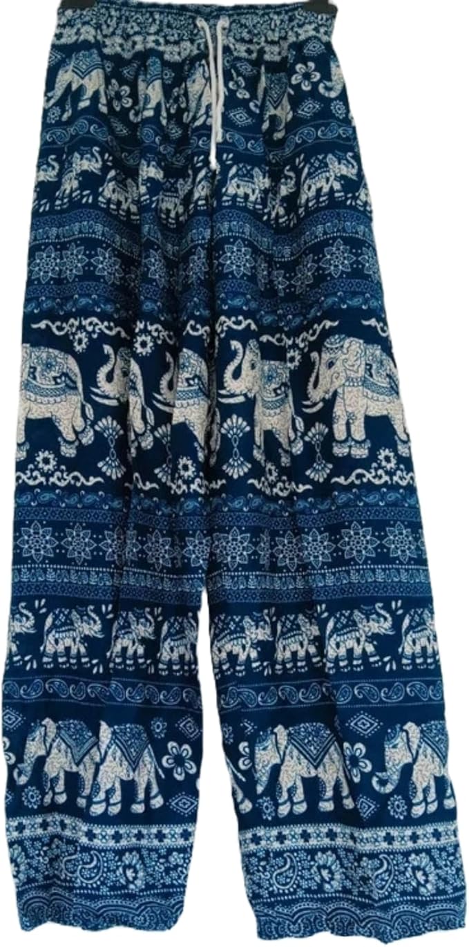 Mens Womens Ladies Green Thai Elephant Harem Pants Summer Holiday Beach Trousers