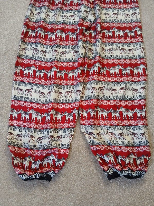 Mens Womens Ladies Thailand Elephant Harem Pants Red Beige Hippy Summer Trousers