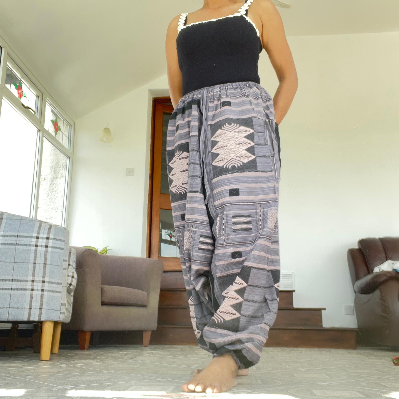 Mens Womens Thai Harem Pants Genie Gypsy Aladdin Hippie Yoga Cotton Trousers