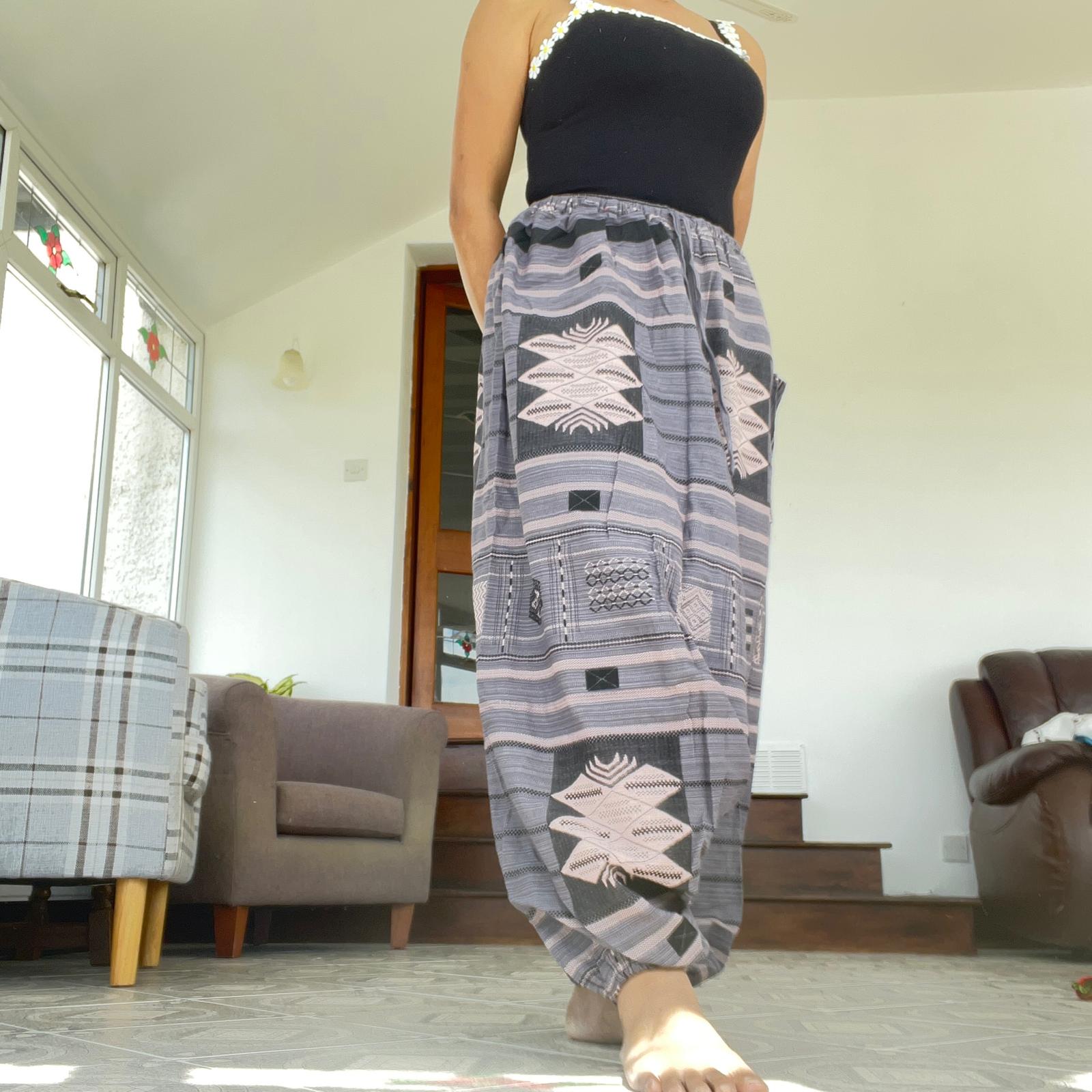 Mens Womens Thai Harem Pants Genie Gypsy Aladdin Hippie Yoga Cotton Trousers