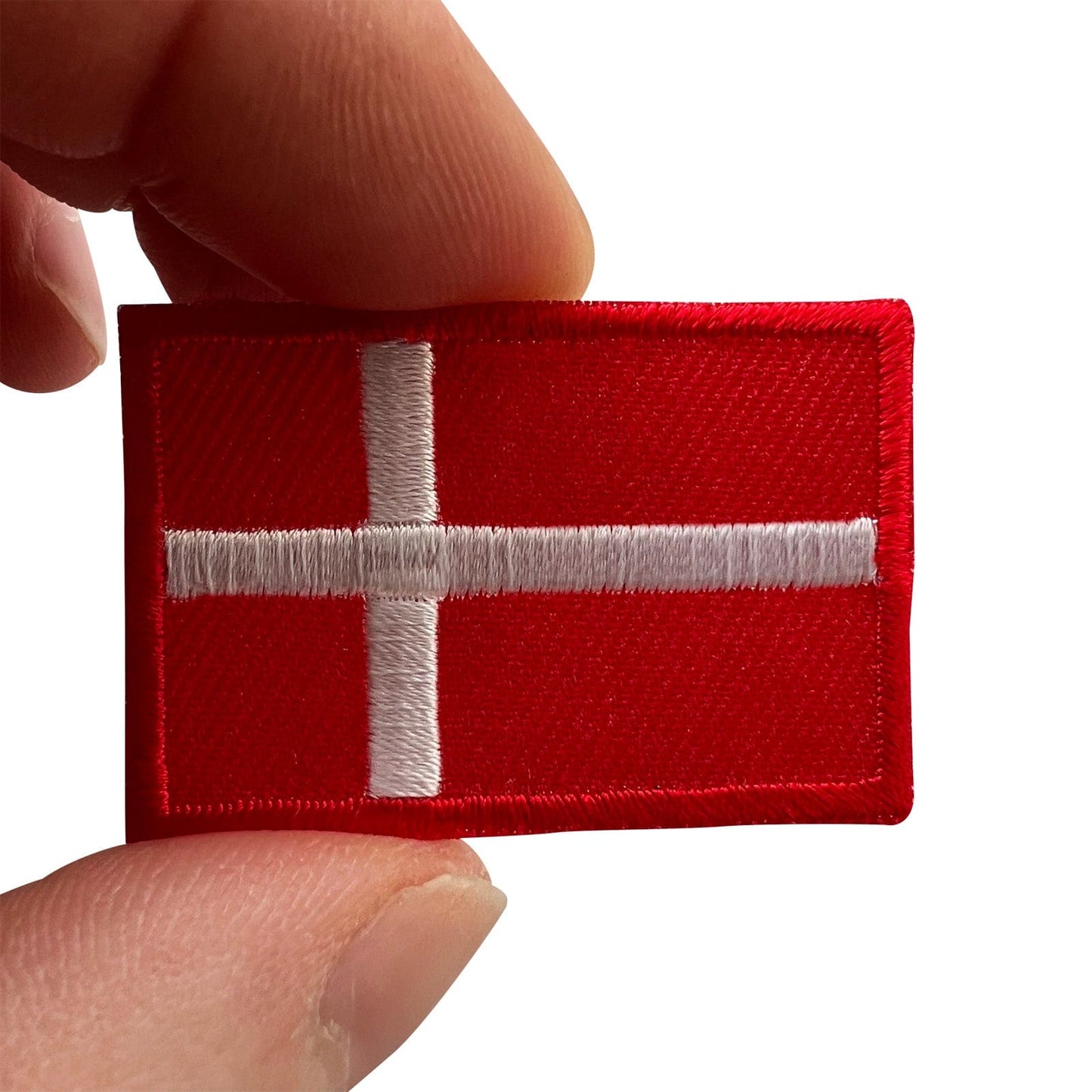 Mini Denmark Flag Patch Iron Sew On Clothes Bags Small Danish Embroidered Badge