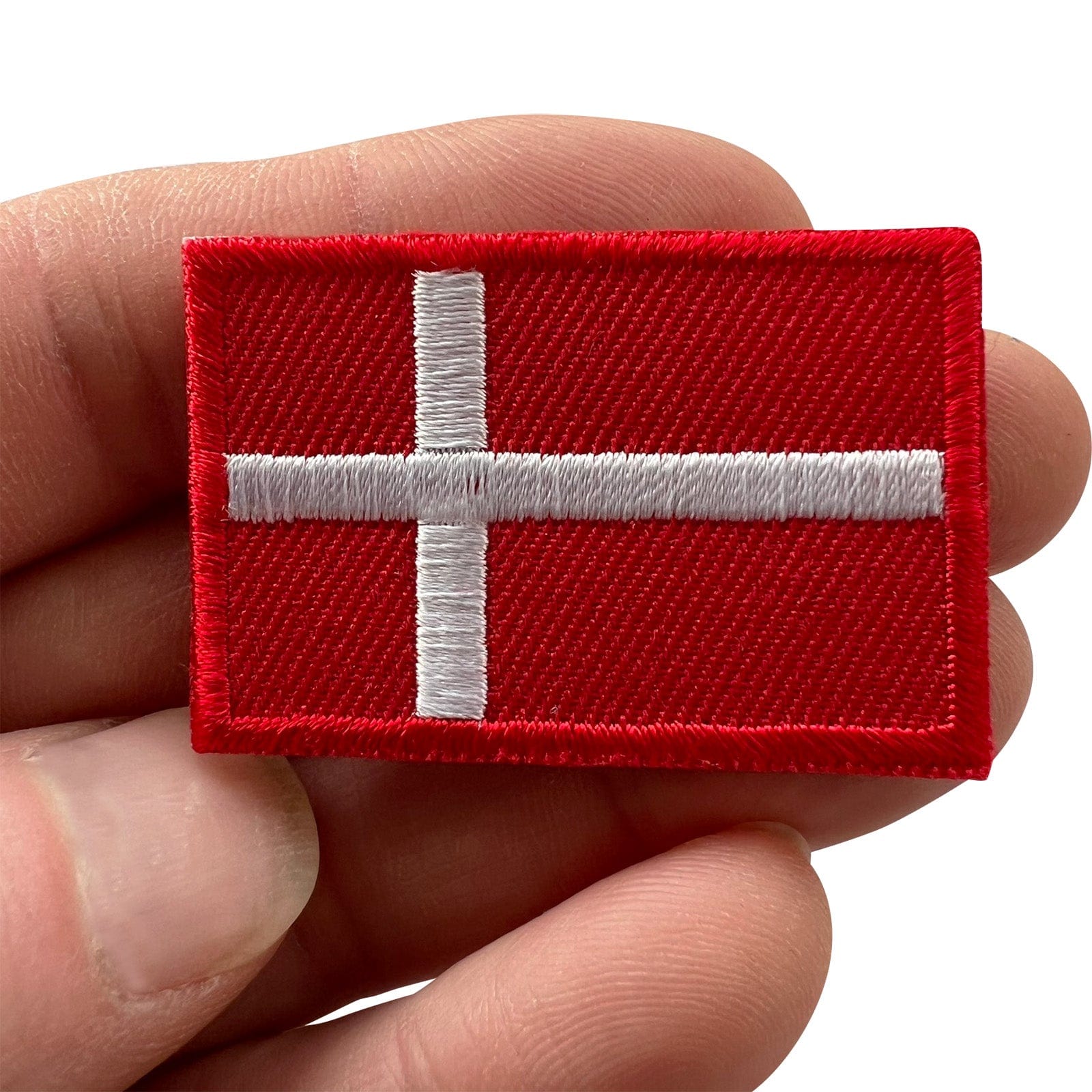 Mini Denmark Flag Patch Iron Sew On Clothes Bags Small Danish Embroidered Badge