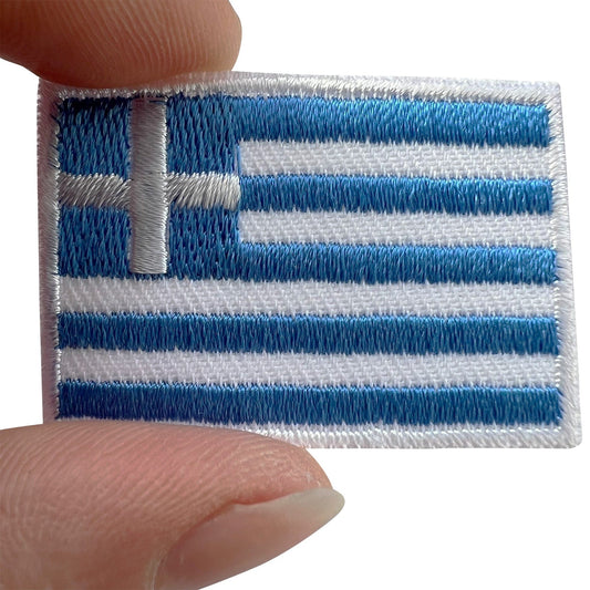 Mini Greece Flag Patch Iron Sew On Clothes Bag Hat Small Greek Embroidered Badge
