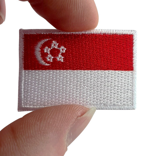 Mini Singapore Flag Patch Iron Sew On Clothes Bag Jacket Small Embroidered Badge
