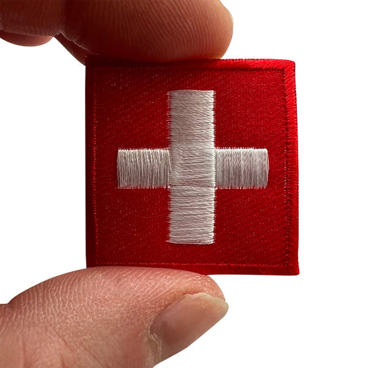 Mini Switzerland Flag Patch Iron Sew On Clothes Bag Small Swiss Embroidery Badge