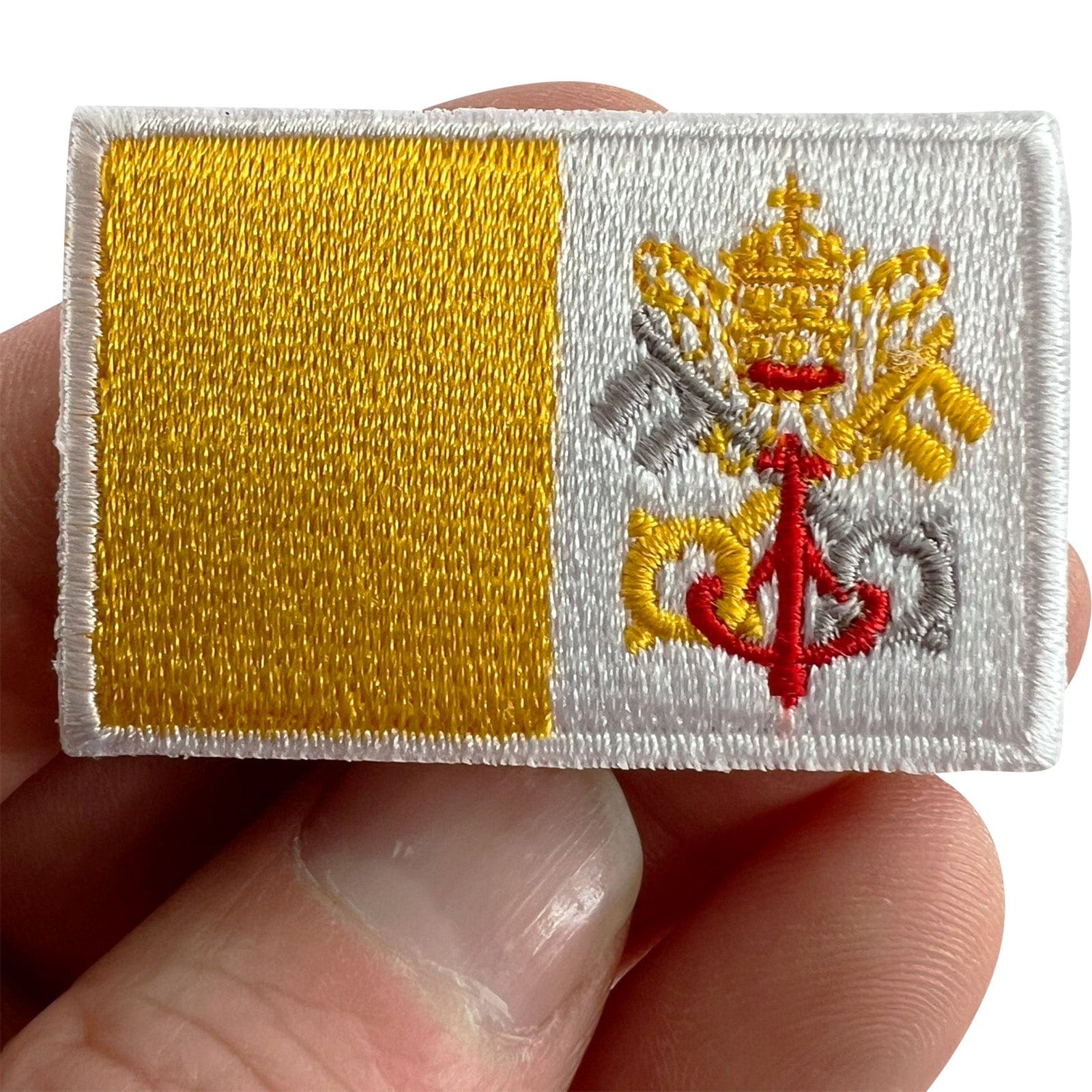 Mini Vatican City Flag Patch Iron Sew On Italy Pope Rome Church Small Tiny Badge