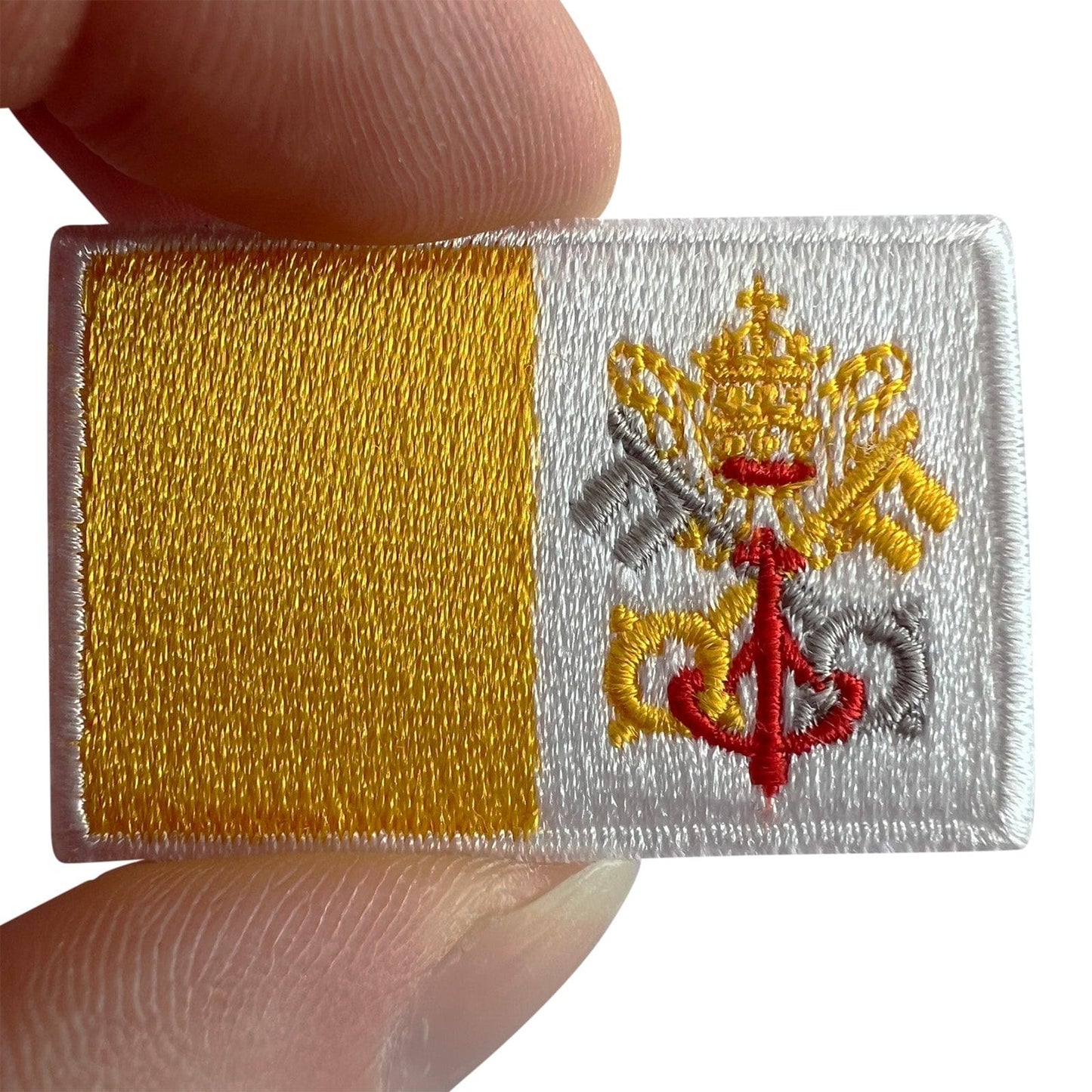 Mini Vatican City Flag Patch Iron Sew On Italy Pope Rome Church Small Tiny Badge