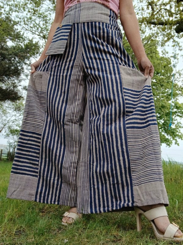 Navy Beige Baggy Wide Leg Harem Gypsy Pants Hippy Trousers Naka Palazzo Bohemian