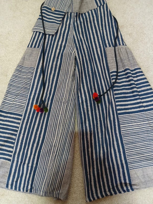 Navy Beige Baggy Wide Leg Harem Gypsy Pants Hippy Trousers Naka Palazzo Bohemian