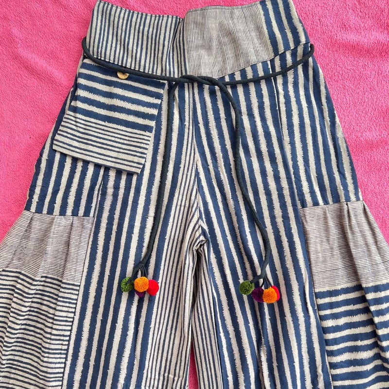 Navy Beige Baggy Wide Leg Harem Gypsy Pants Hippy Trousers Naka Palazzo Bohemian