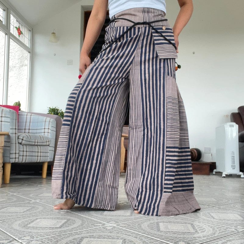 Navy Beige Baggy Wide Leg Harem Gypsy Pants Hippy Trousers Naka Palazzo Bohemian