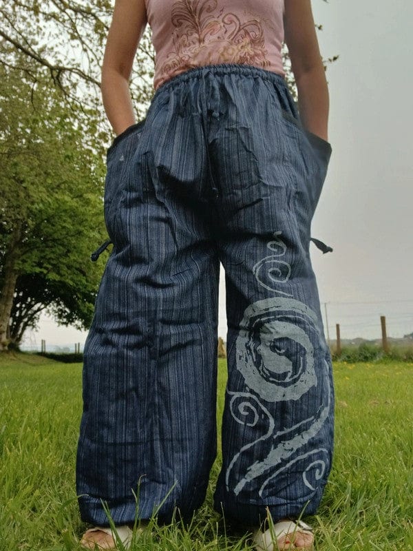 Navy Blue Harem Pants Genie Baggy Gypsy Aladdin Clothes Hippie Trousers One Size